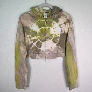 Hard Tail Forever Y2K Hoodie Women Large Tie Dye Crop Zip Double Hood Boho Artsy